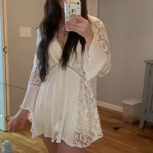 FREE PEOPLE LOVESTONED LACE BUTTON TUNIC/MINI DRESS